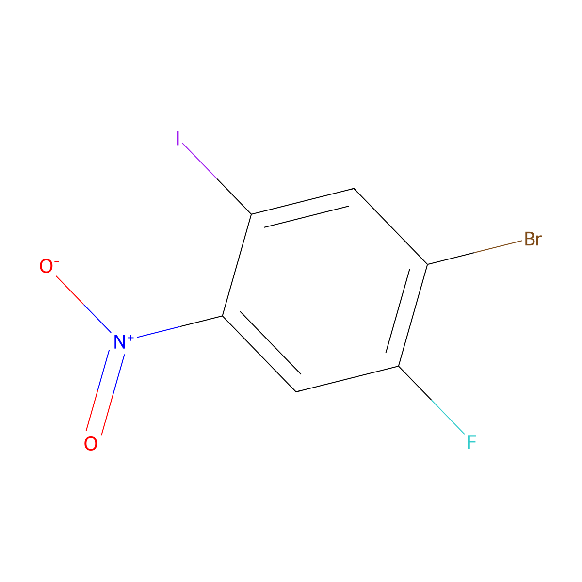 1-Bromo-2-fluoro-5-iodo-4-nitrobenzene molecular structure, CAS 1805552-11-7