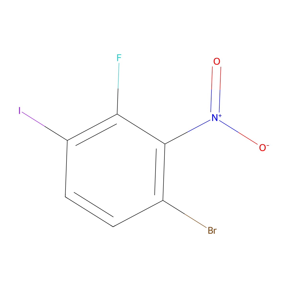 1-Bromo-3-fluoro-4-iodo-2-nitrobenzene molecular structure, CAS 1805552-21-9
