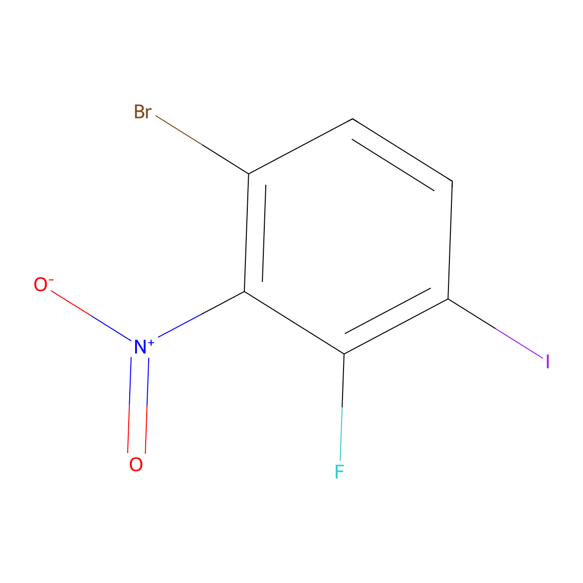 1-Bromo-3-fluoro-4-iodo-2-nitrobenzene molecular structure, CAS 1805552-21-9