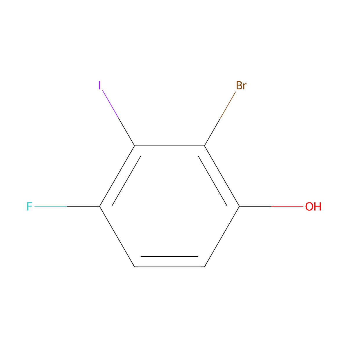 2-Bromo-4-fluoro-3-iodophenol molecular structure, CAS 1805552-49-1