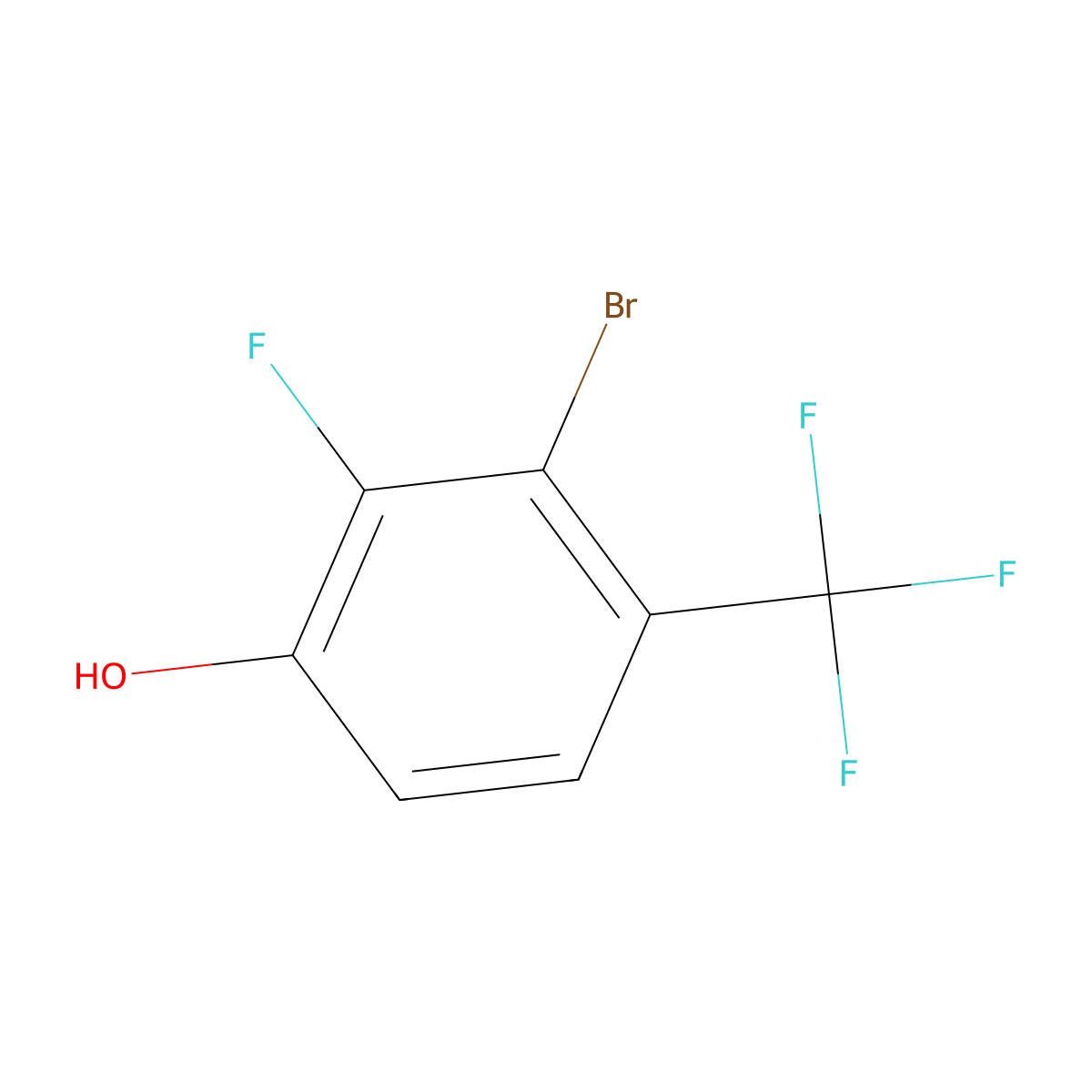 3-Bromo-2-fluoro-4-(trifluoromethyl)phenol molecular structure, CAS 1805552-50-4