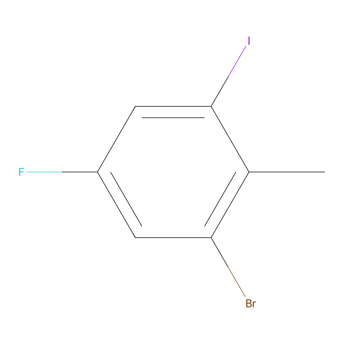 1-Bromo-5-fluoro-3-iodo-2-methylbenzene molecular structure, CAS 1805552-81-1