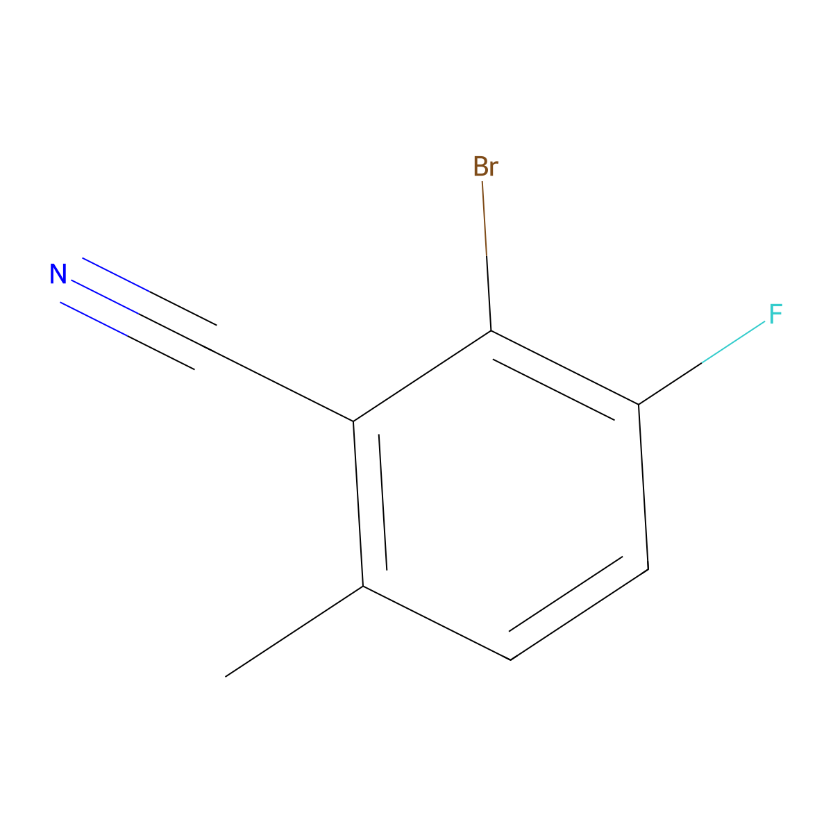 2-Bromo-3-fluoro-6-methylbenzonitrile molecular structure, CAS 1805554-16-8