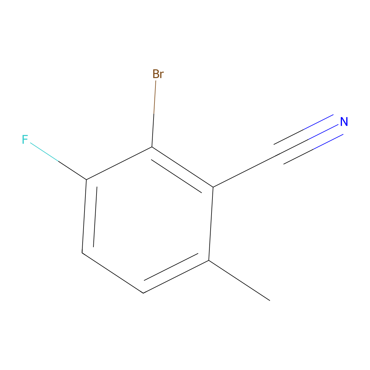 2-Bromo-3-fluoro-6-methylbenzonitrile molecular structure, CAS 1805554-16-8