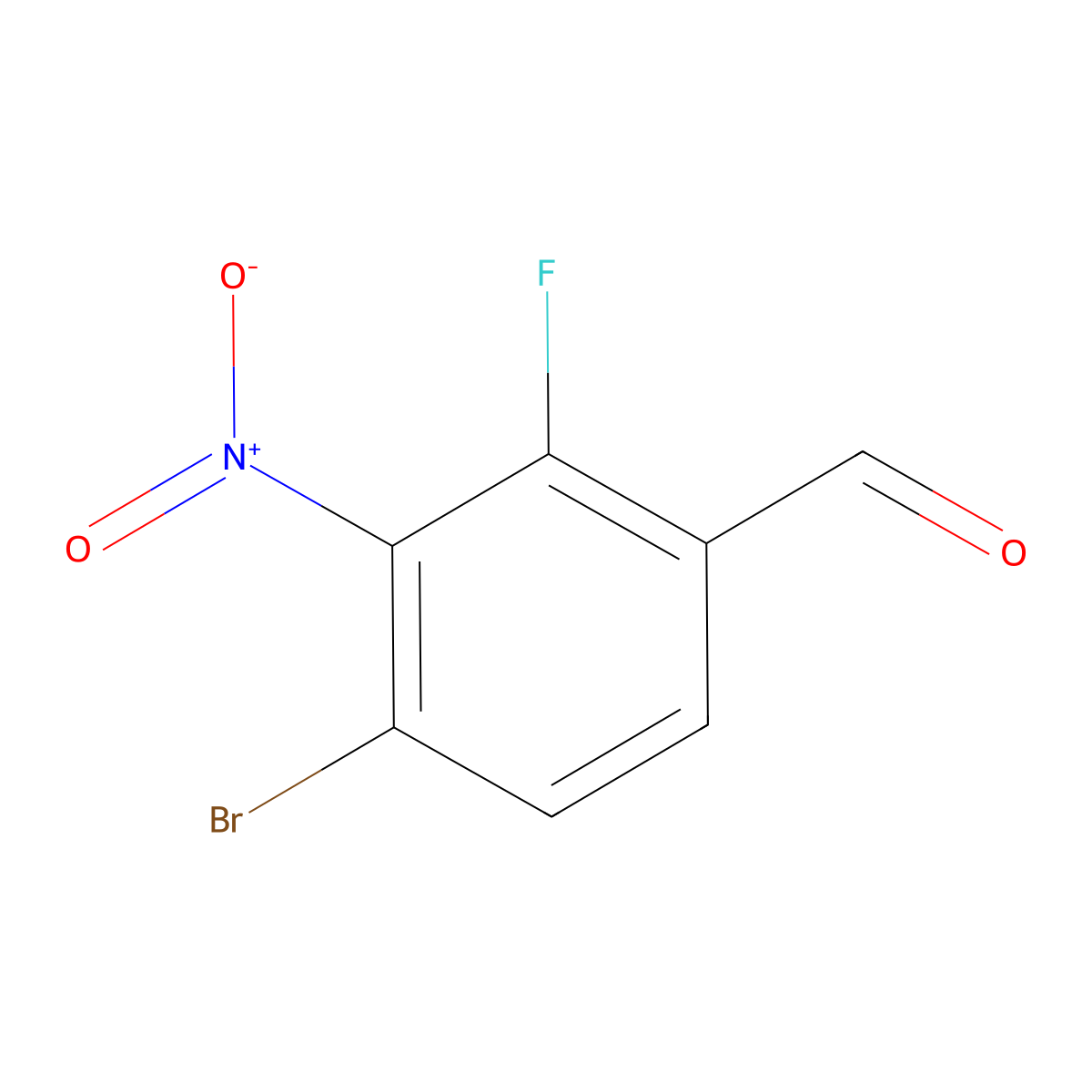4-Bromo-2-fluoro-3-nitrobenzaldehyde molecular structure, CAS 1805556-94-8