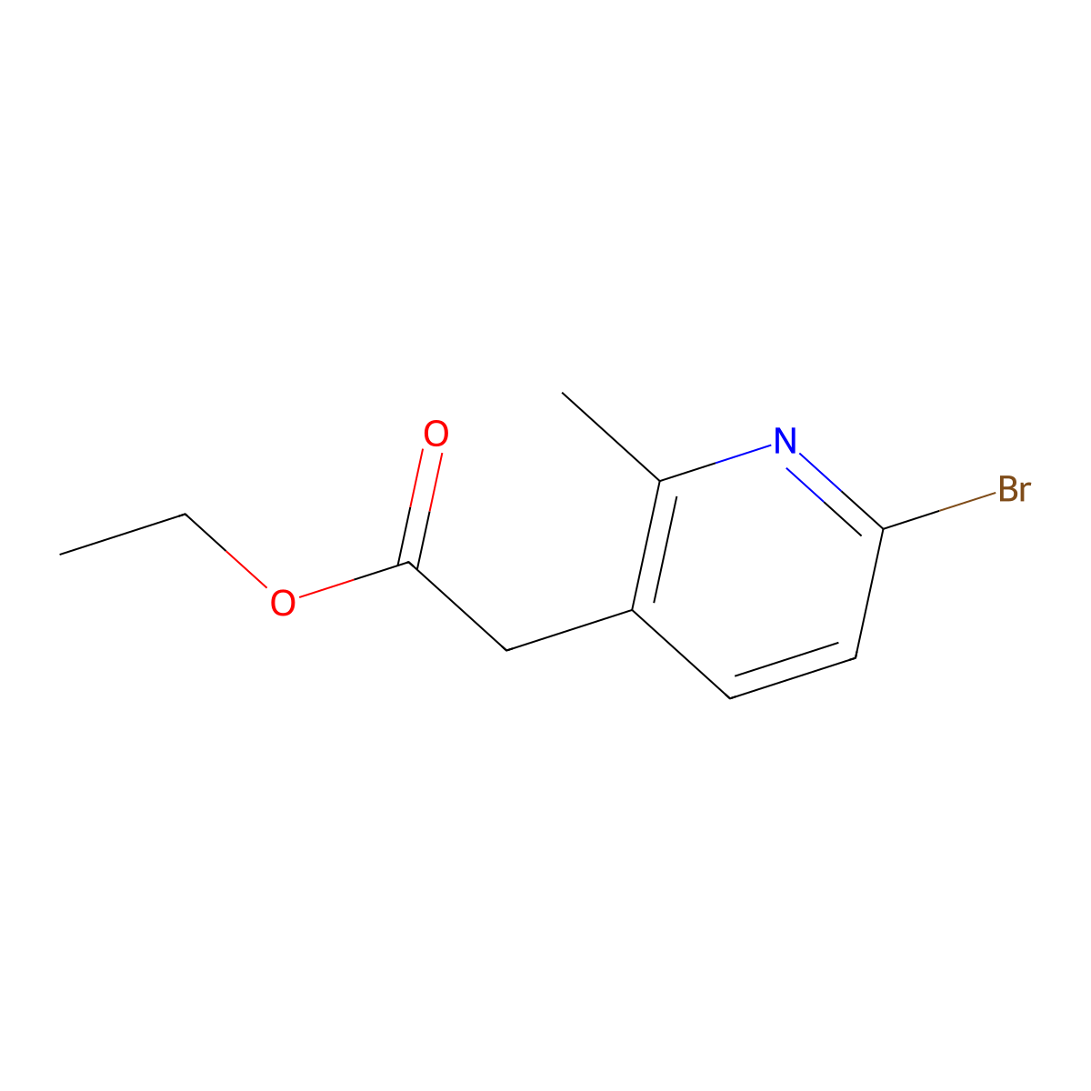Ethyl 2-(6-bromo-2-methylpyridin-3-yl)acetate molecular structure, CAS 1805567-18-3