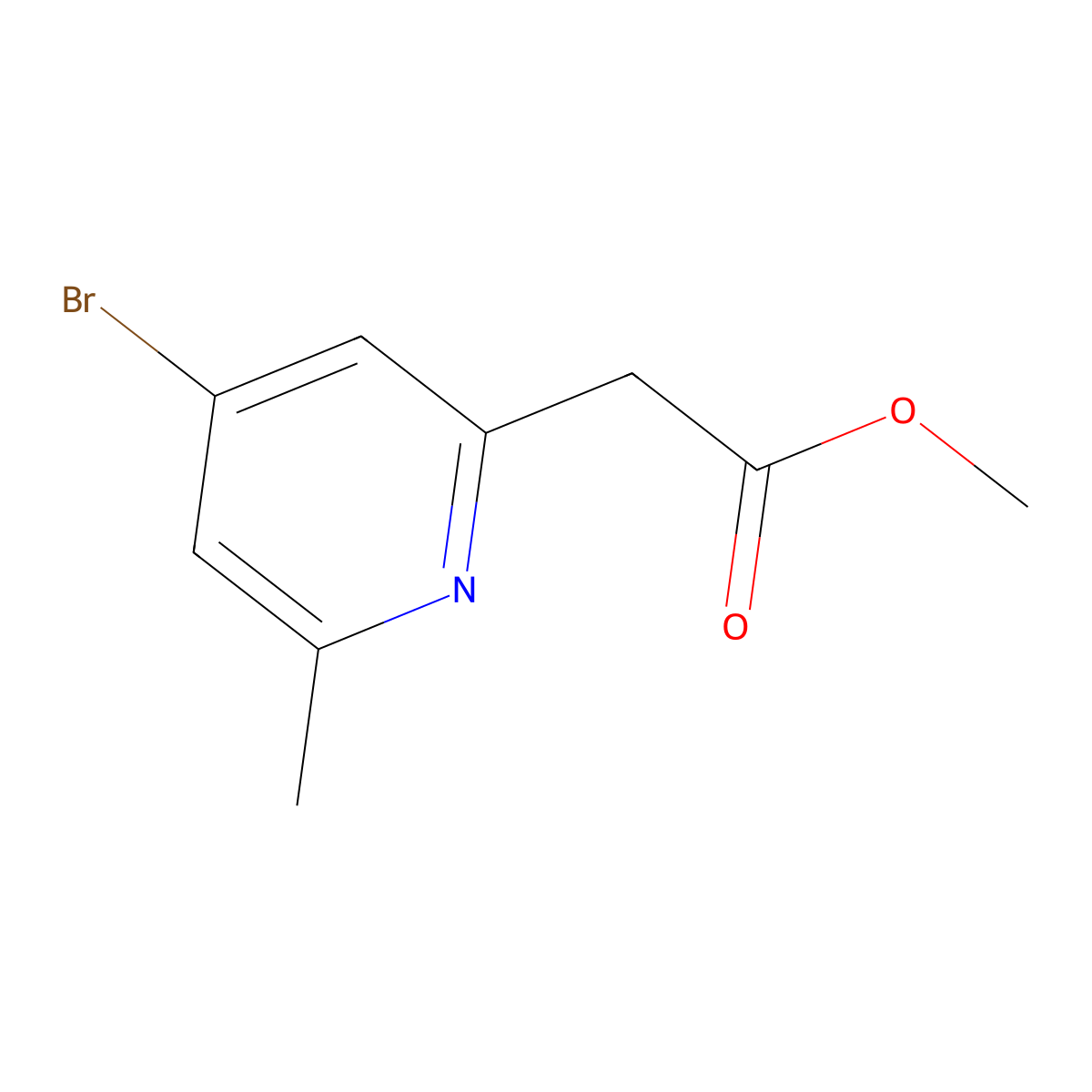 Methyl 2-(4-bromo-6-methylpyridin-2-yl)acetate molecular structure, CAS 1805567-32-1