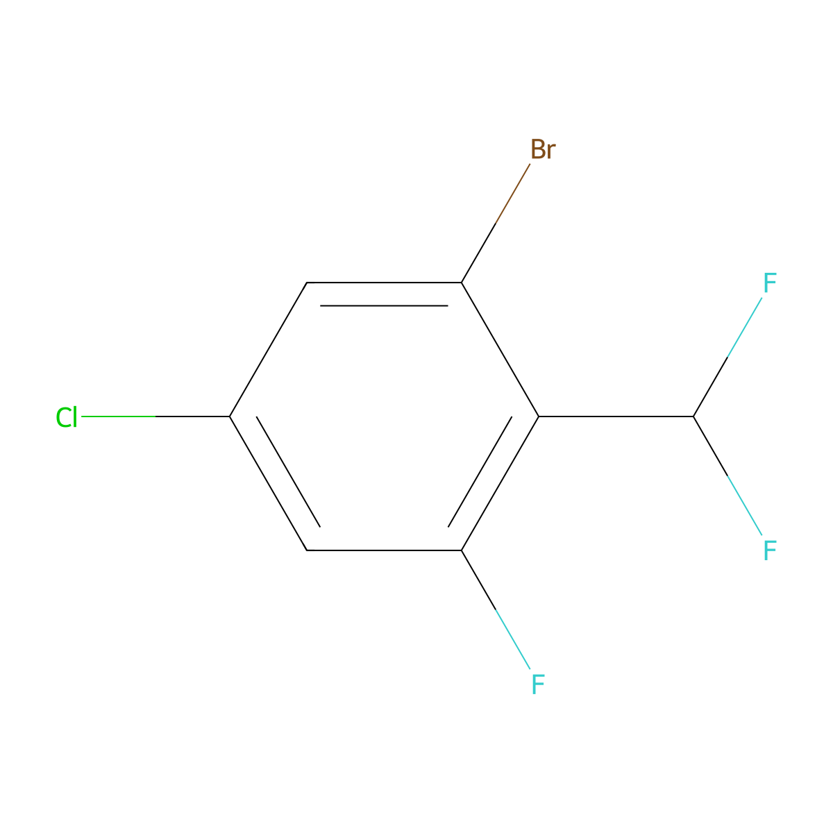 1-Bromo-5-chloro-2-(difluoromethyl)-3-fluorobenzene molecular structure, CAS 1805575-66-9