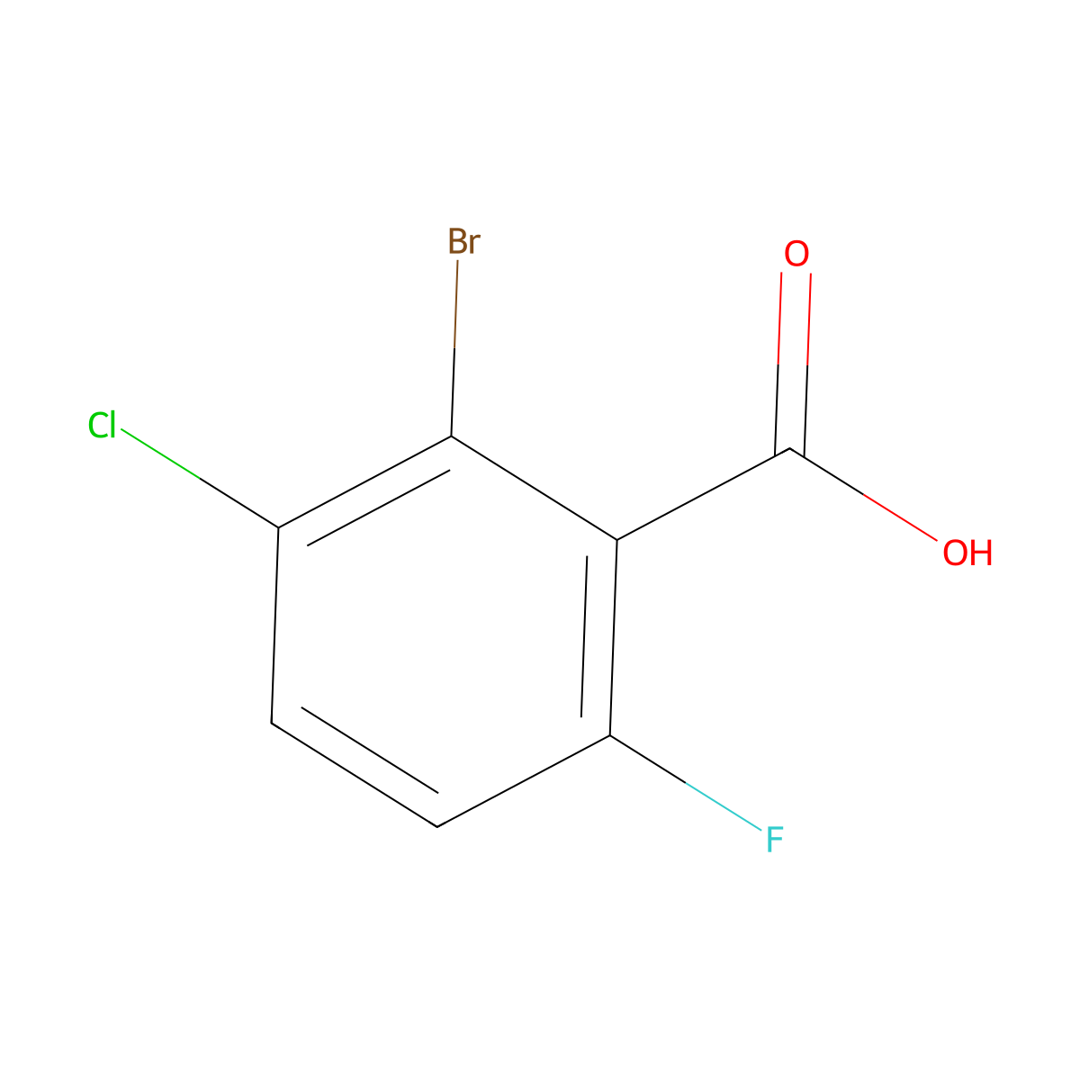 2-Bromo-3-chloro-6-fluorobenzoic acid molecular structure, CAS 1805575-76-1