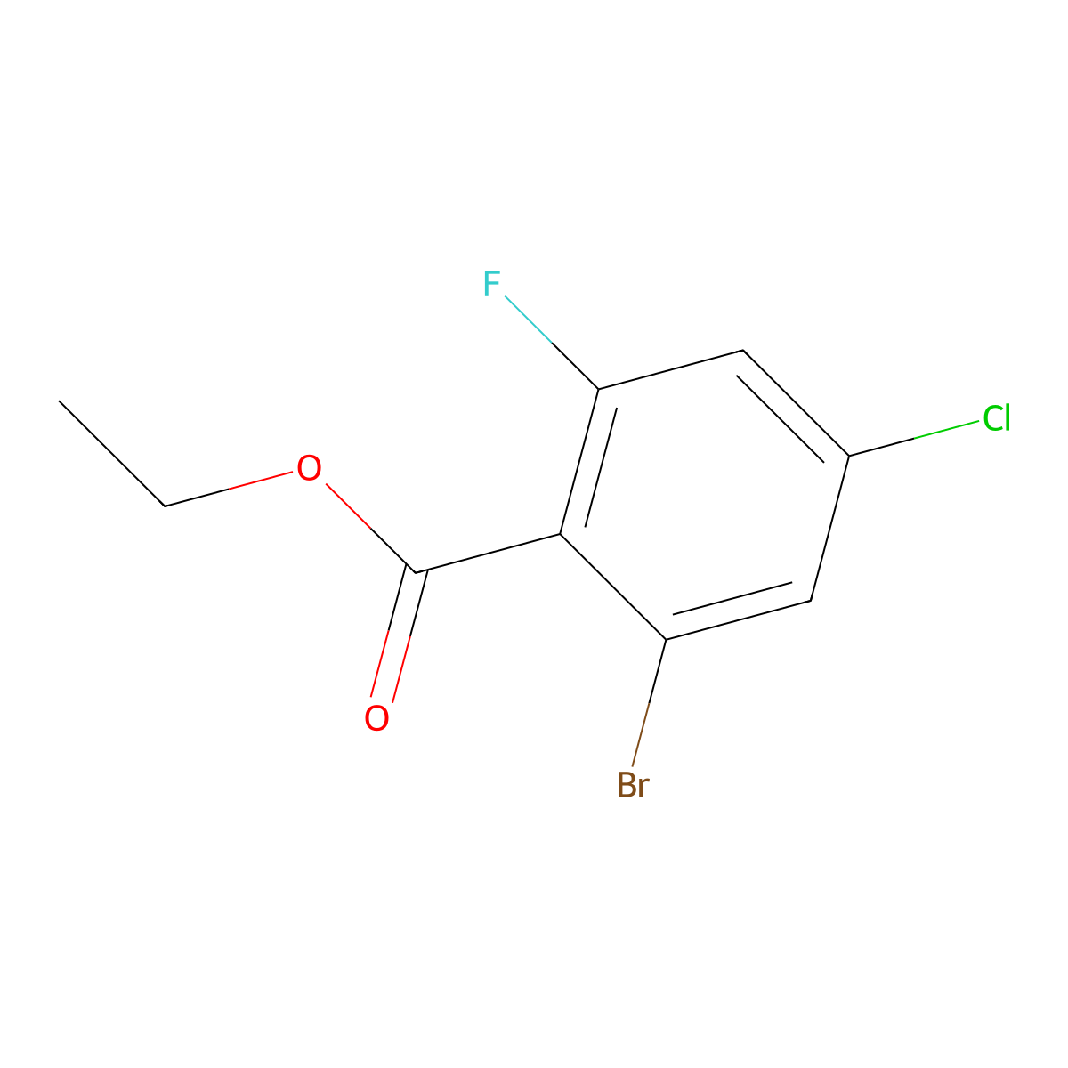 Ethyl 2-bromo-4-chloro-6-fluorobenzoate molecular structure, CAS 1805575-80-7