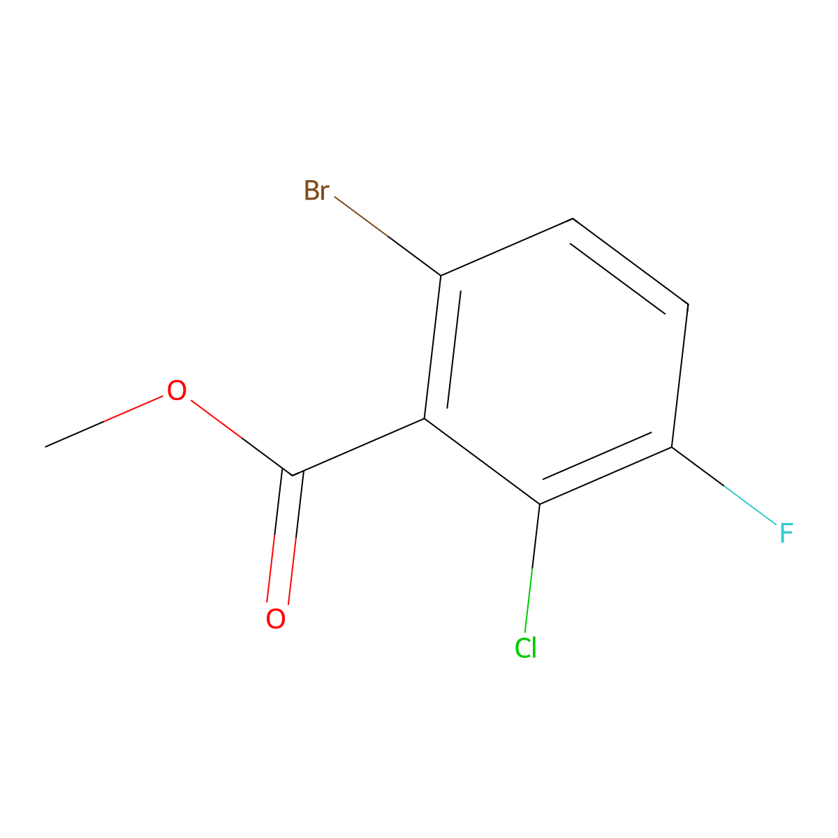 Methyl 6-bromo-2-chloro-3-fluorobenzoate molecular structure, CAS 1805575-86-3