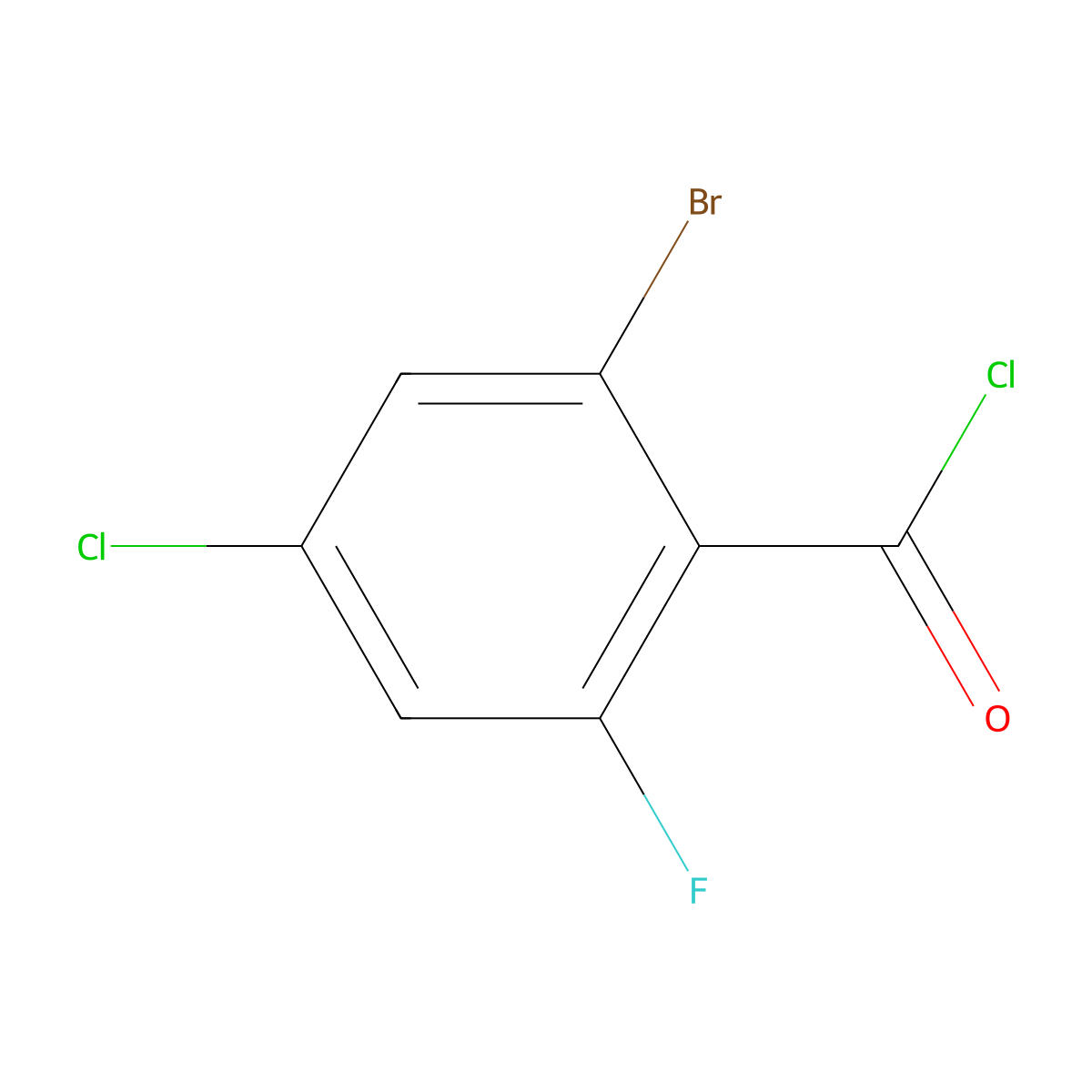 2-Bromo-4-chloro-6-fluorobenzoyl chloride molecular structure, CAS 1805575-89-6