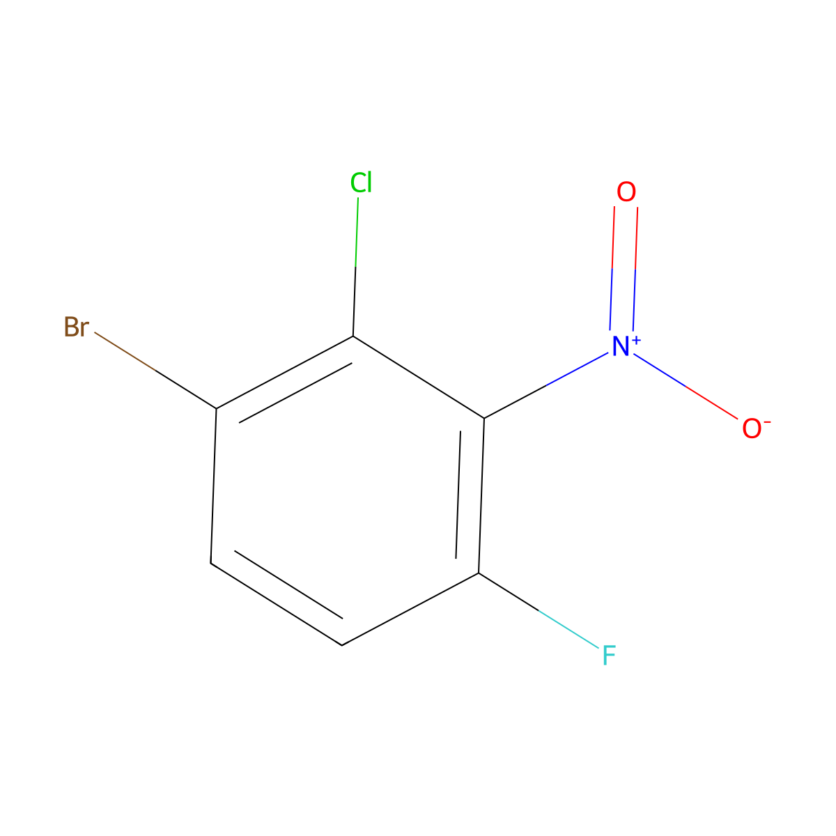 1-Bromo-2-chloro-4-fluoro-3-nitrobenzene molecular structure, CAS 1805575-94-3
