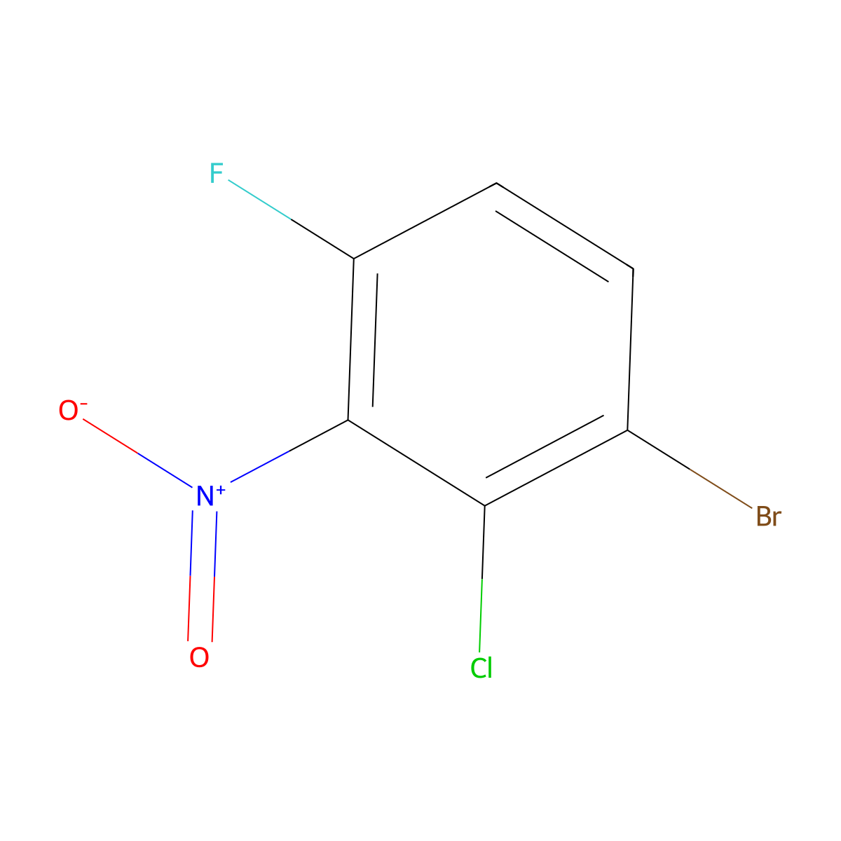 1-Bromo-2-chloro-4-fluoro-3-nitrobenzene molecular structure, CAS 1805575-94-3