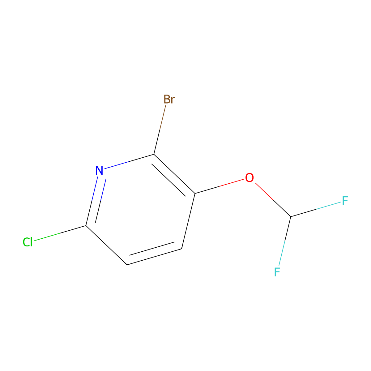 2-Bromo-6-chloro-3-(difluoromethoxy)pyridine molecular structure, CAS 1805576-73-1