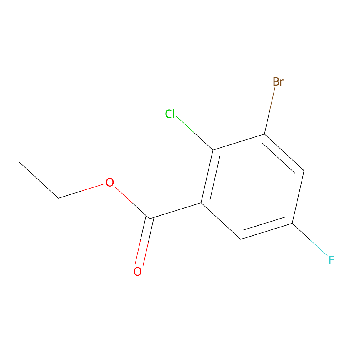 Ethyl 3-bromo-2-chloro-5-fluorobenzoate molecular structure, CAS 1805576-76-4