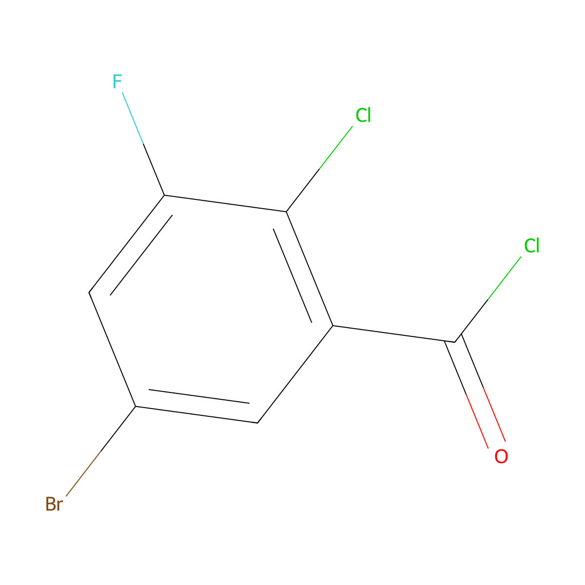 5-Bromo-2-chloro-3-fluorobenzoyl chloride molecular structure, CAS 1805576-79-7