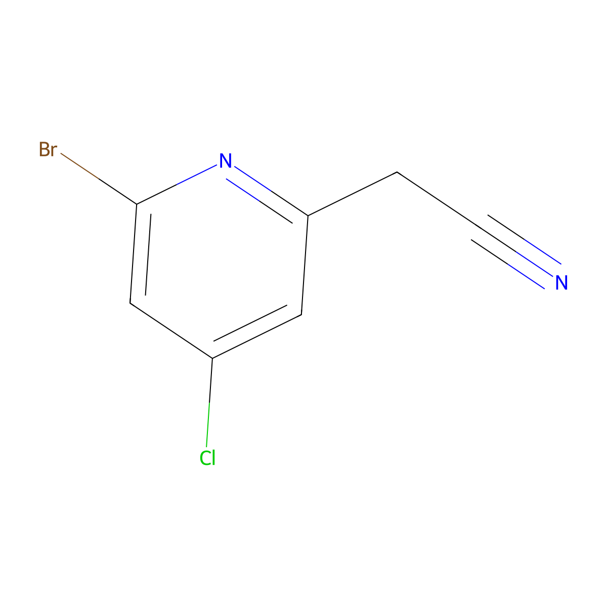 2-(6-Bromo-4-chloropyridin-2-yl)acetonitrile molecular structure, CAS 1805577-10-9