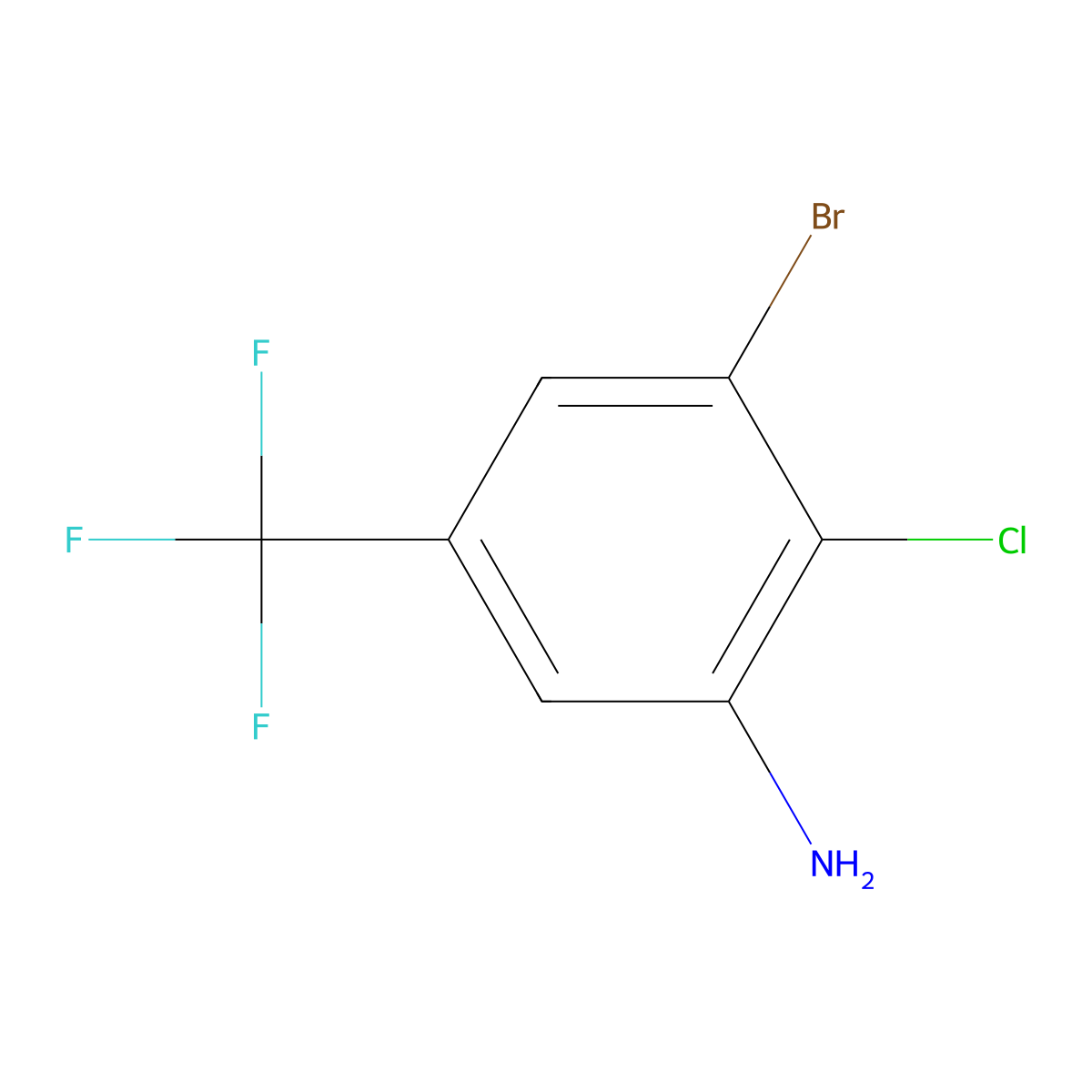 3-Bromo-2-chloro-5-(trifluoromethyl)aniline molecular structure, CAS 1805577-17-6