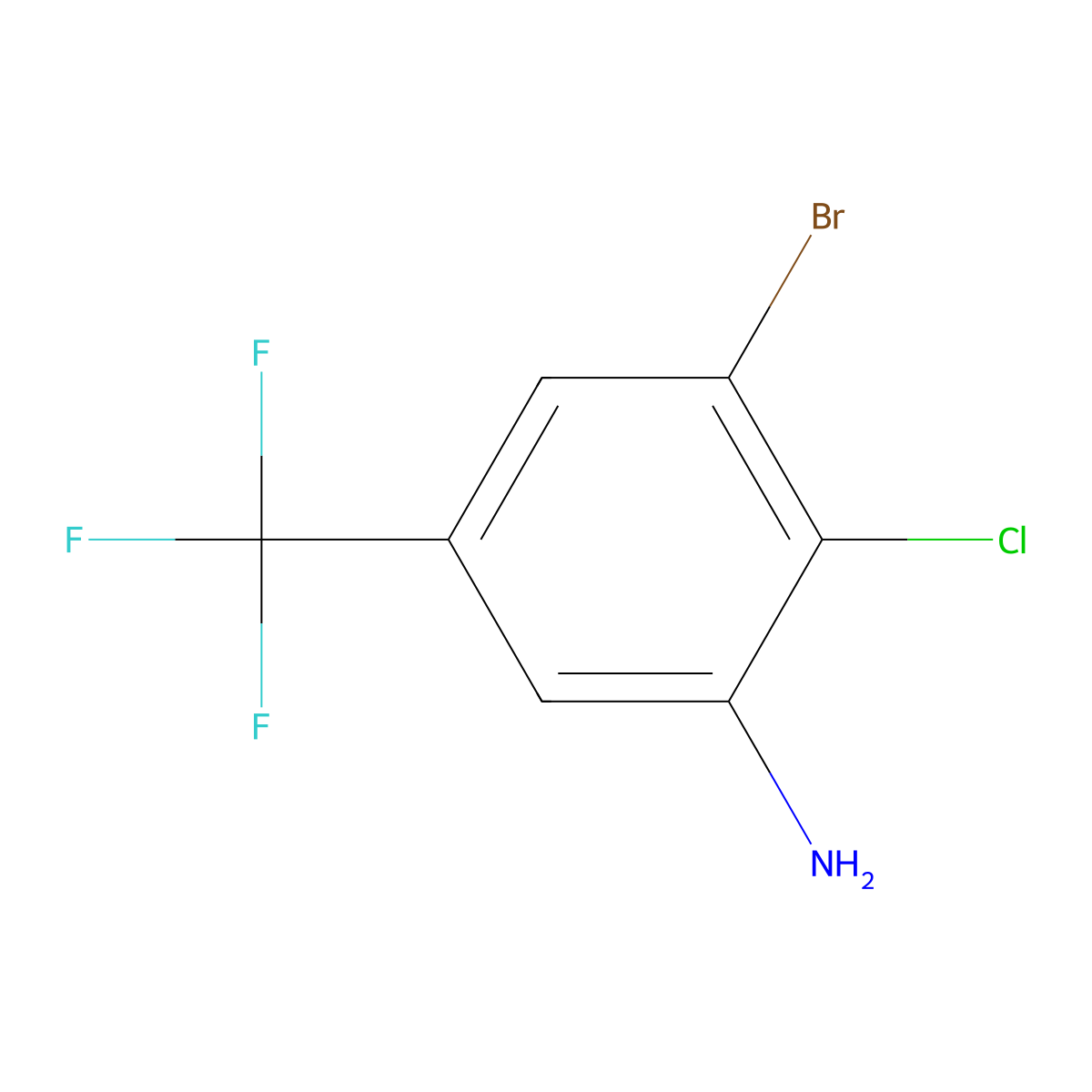 3-Bromo-2-chloro-5-(trifluoromethyl)aniline molecular structure, CAS 1805577-17-6