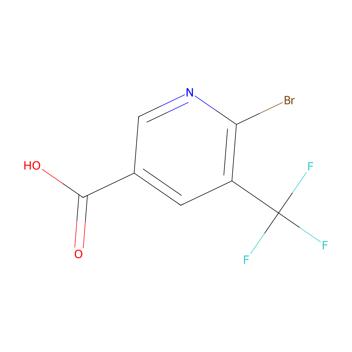 6-Bromo-5-(trifluoromethyl)nicotinic acid molecular structure, CAS 1805579-11-6