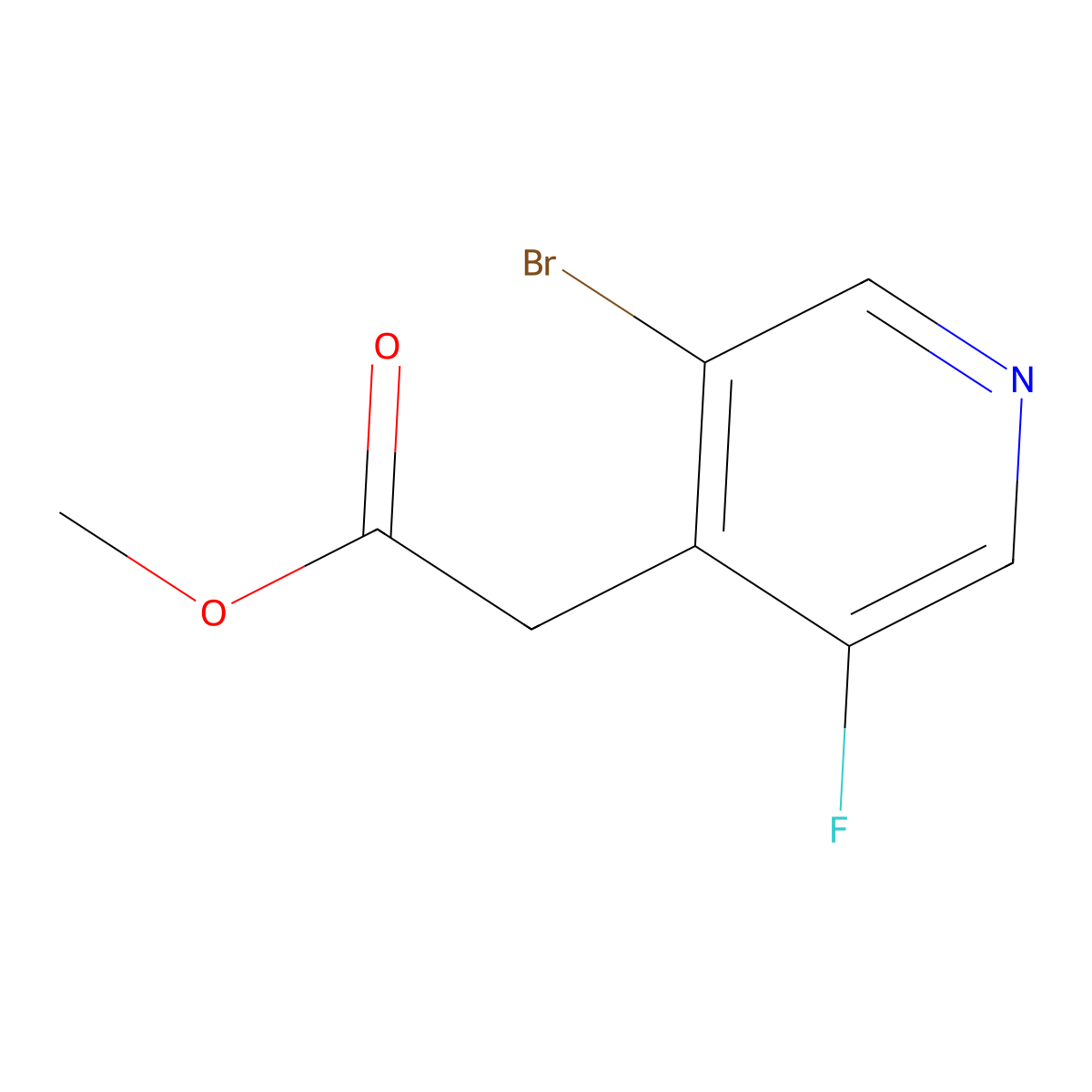 Methyl 3-bromo-5-fluoropyridine-4-acetate molecular structure, CAS 1805579-58-1