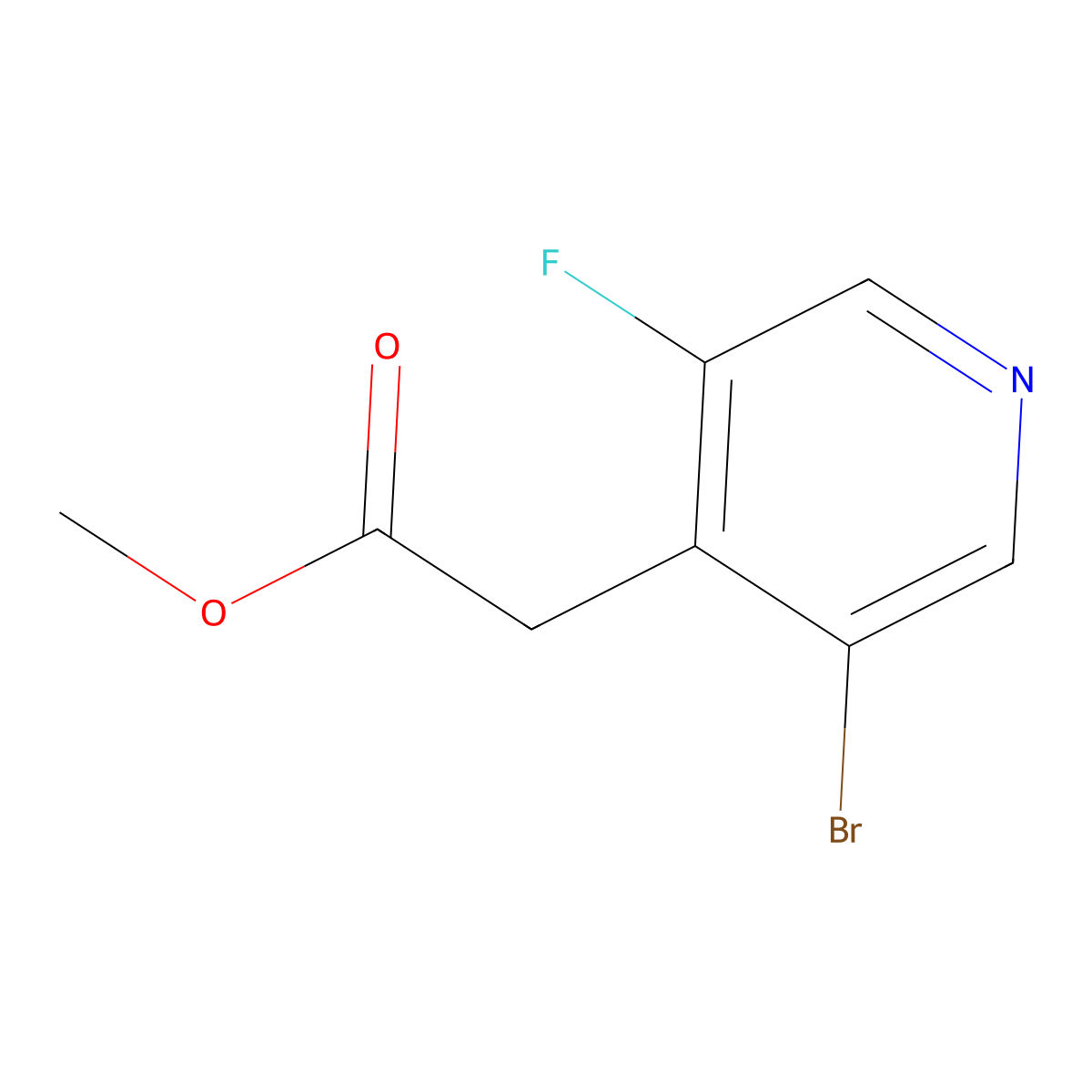 Methyl 3-bromo-5-fluoropyridine-4-acetate molecular structure, CAS 1805579-58-1