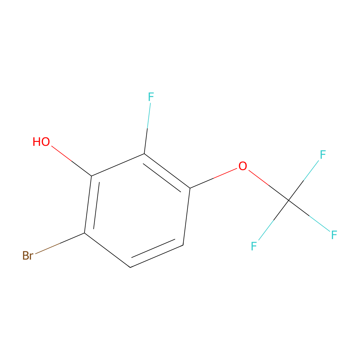 6-Bromo-2-fluoro-3-(trifluoromethoxy)phenol molecular structure, CAS 1805580-01-1