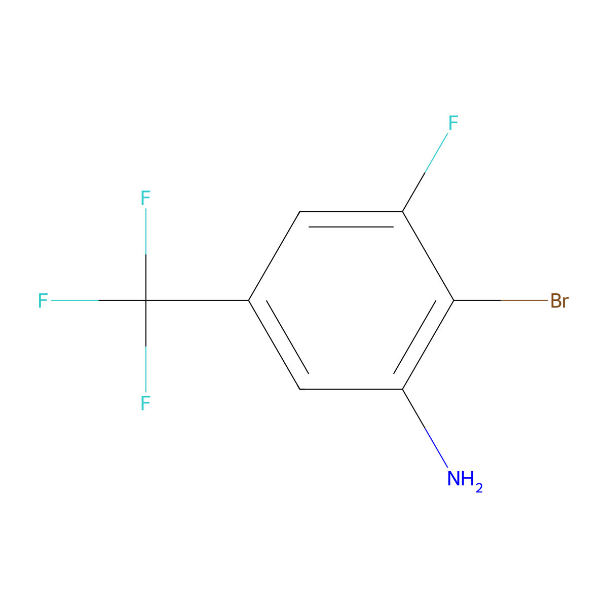 2-Bromo-3-fluoro-5-(trifluoromethyl)aniline molecular structure, CAS 1805580-11-3