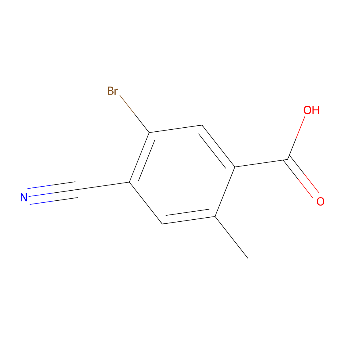 5-Bromo-4-cyano-2-methylbenzoic acid molecular structure, CAS 1805580-48-6