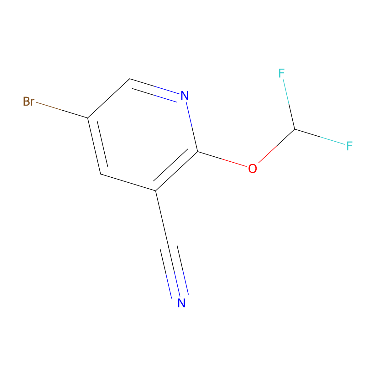 5-Bromo-2-(difluoromethoxy)nicotinonitrile molecular structure, CAS 1805580-90-8