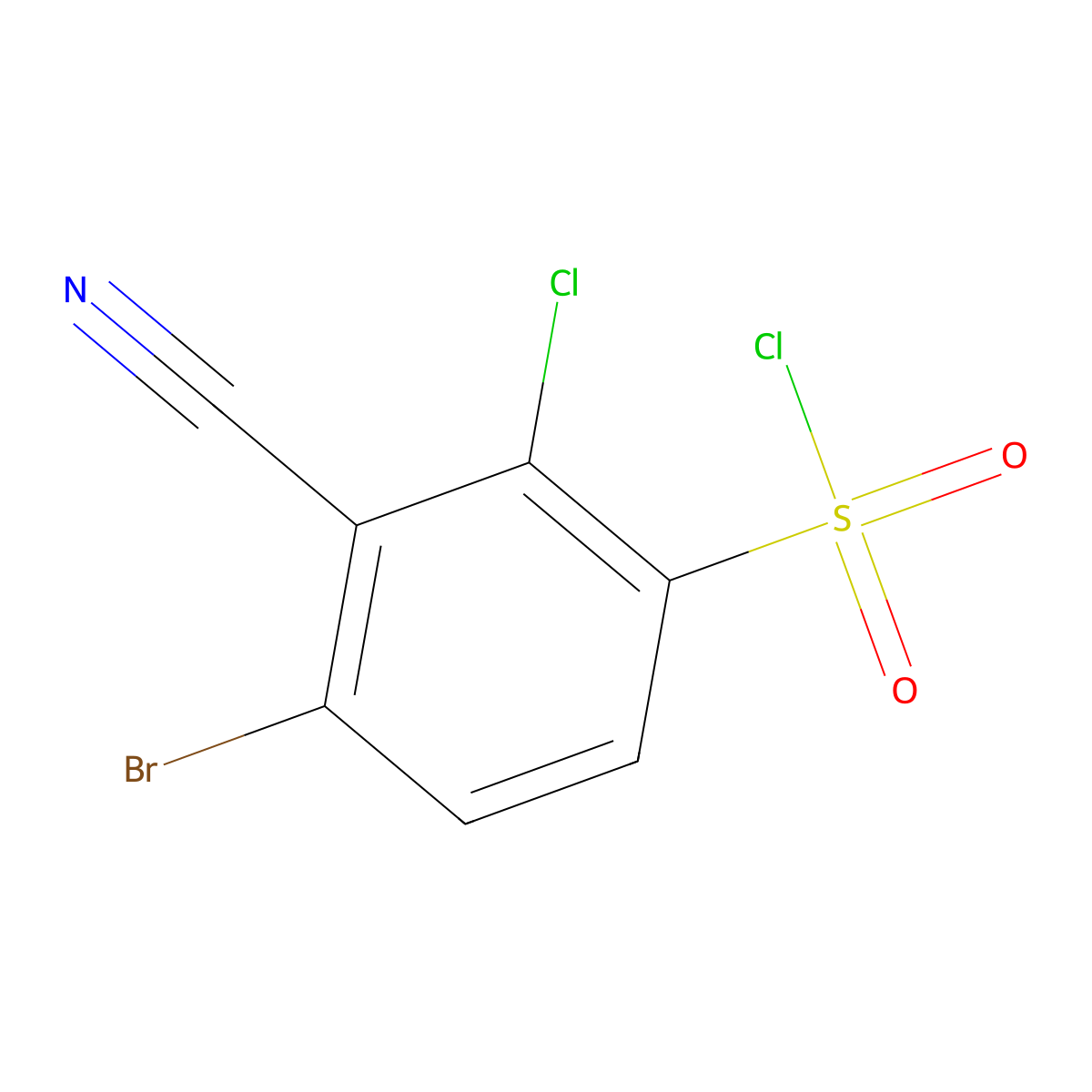 4-Bromo-2-chloro-3-cyanobenzenesulfonyl chloride molecular structure, CAS 1805581-04-7