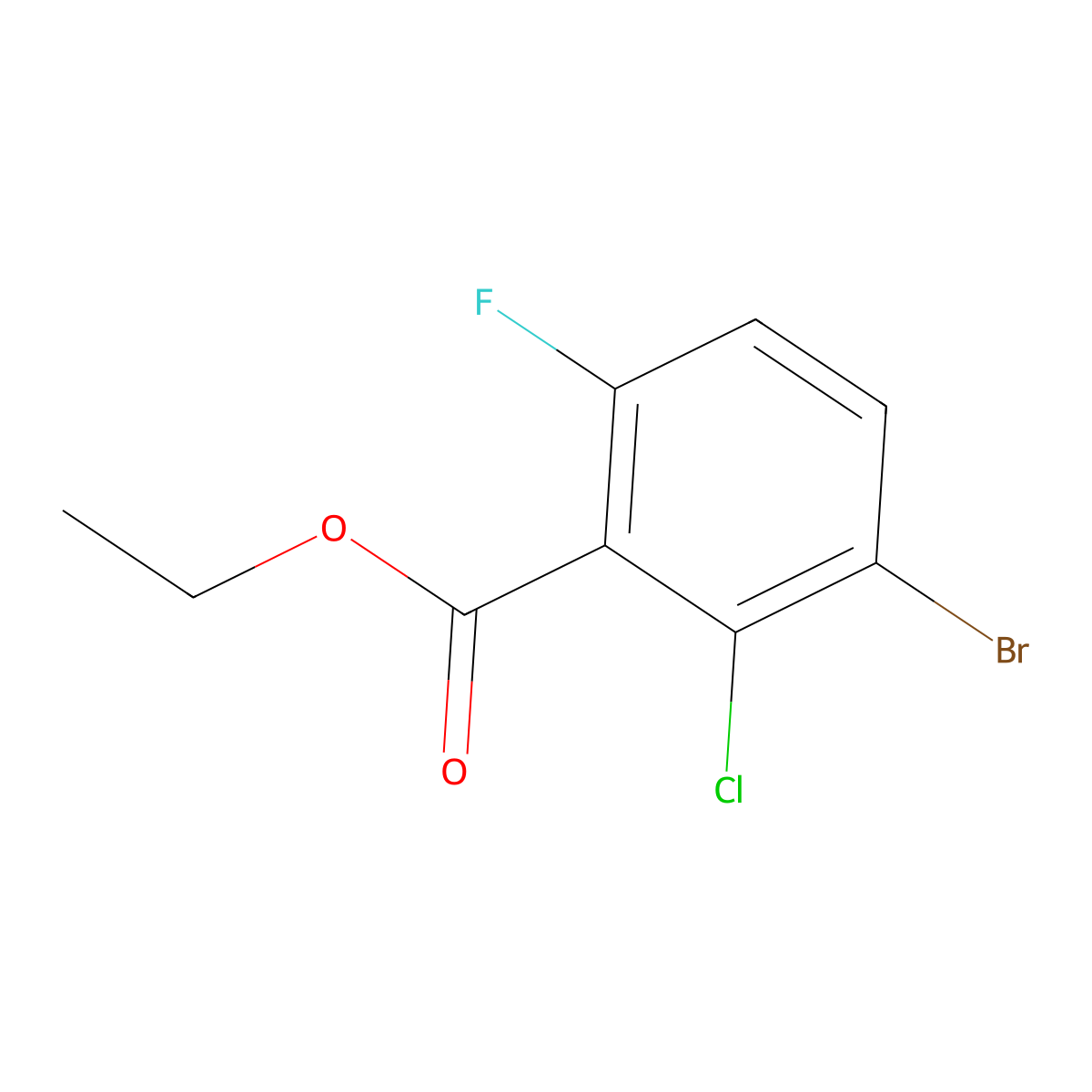 Ethyl 3-bromo-2-chloro-6-fluorobenzoate molecular structure, CAS 1805582-12-0