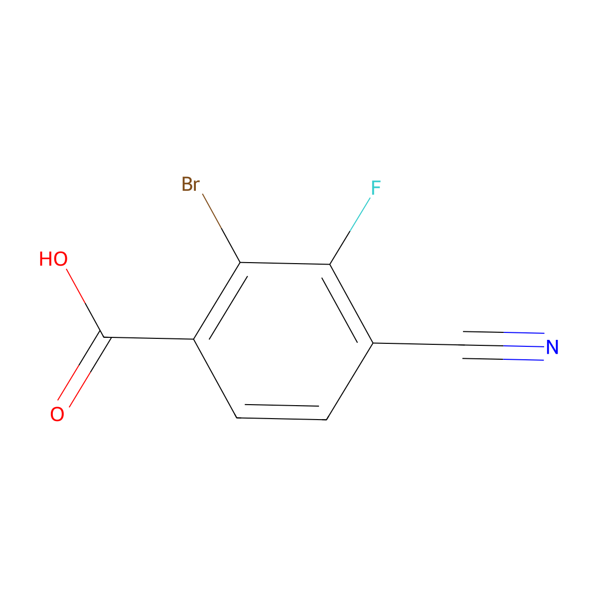 2-Bromo-4-cyano-3-fluorobenzoic acid molecular structure, CAS 1805583-80-5