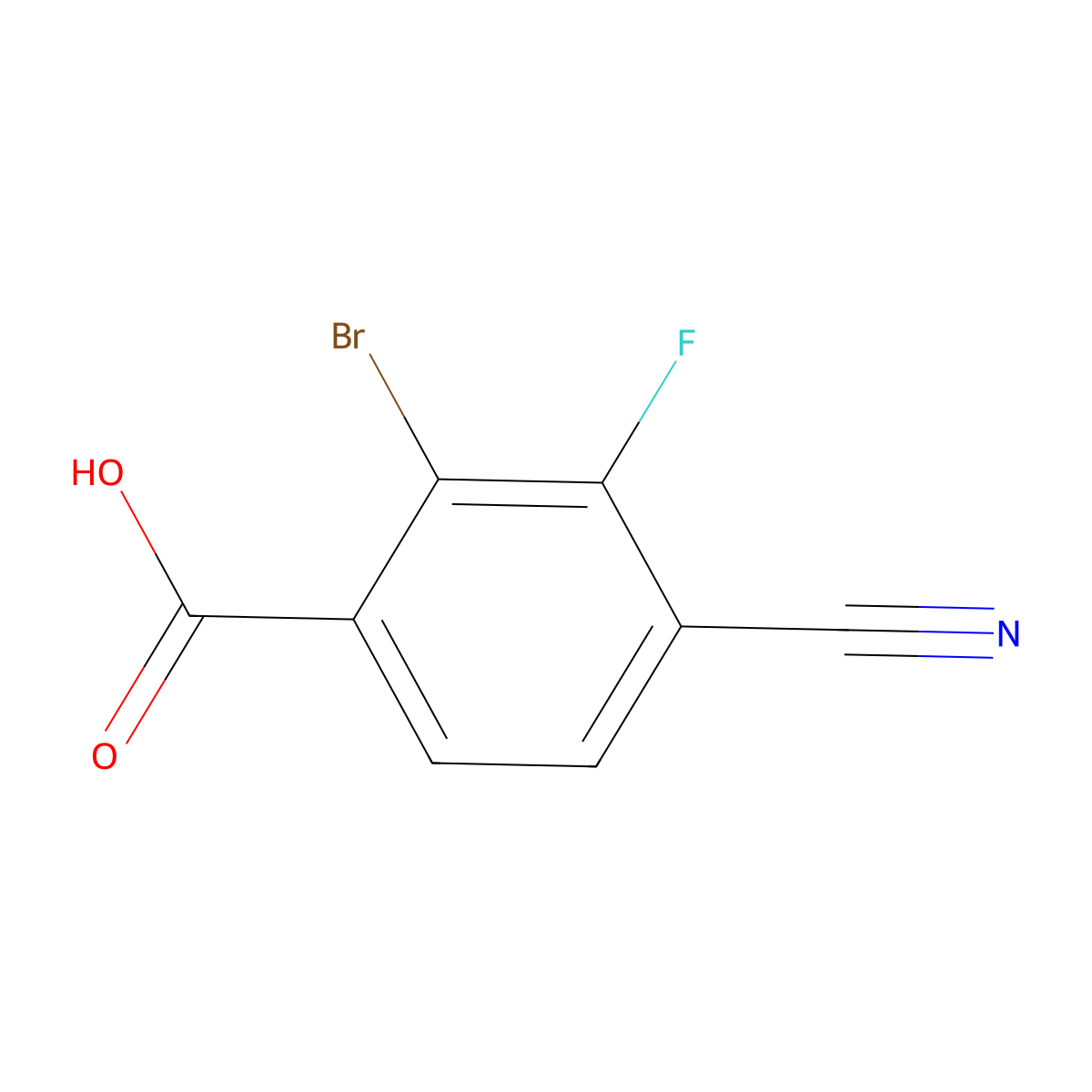 2-Bromo-4-cyano-3-fluorobenzoic acid molecular structure, CAS 1805583-80-5