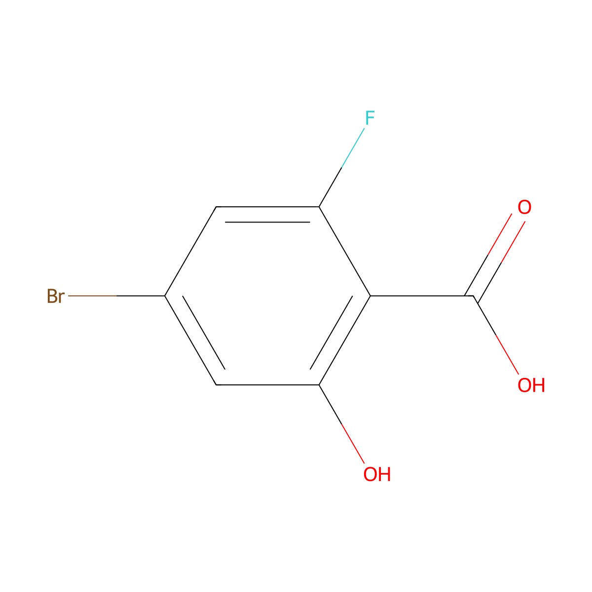 4-Bromo-2-fluoro-6-hydroxybenzoic acid molecular structure, CAS 1805589-29-0