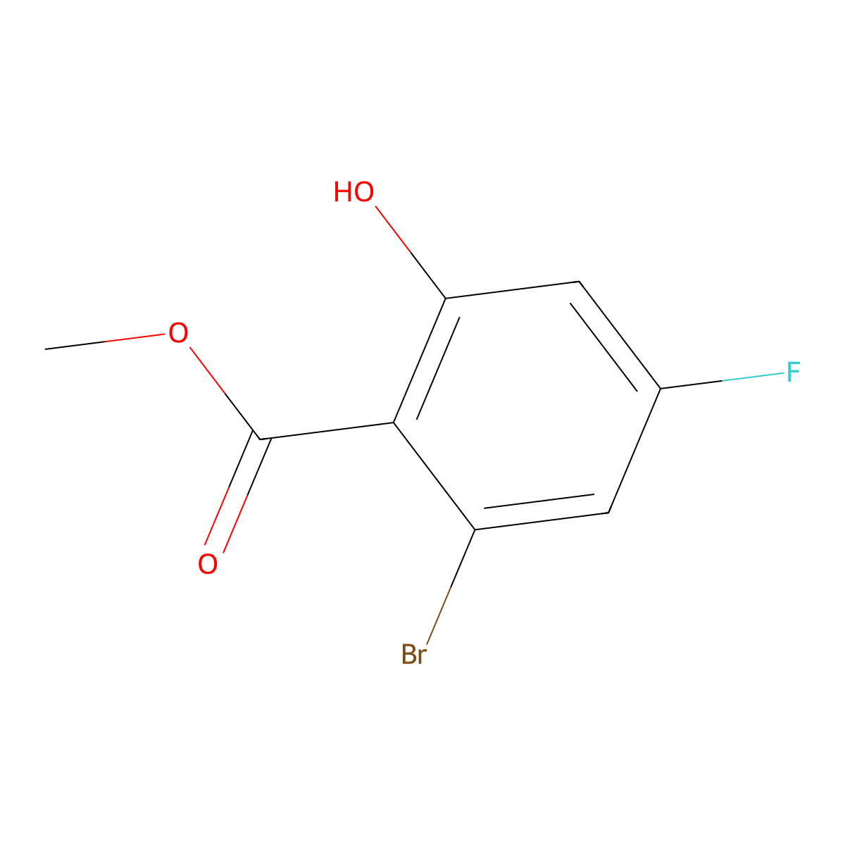 Methyl 2-bromo-4-fluoro-6-hydroxybenzoate molecular structure, CAS 1805589-45-0