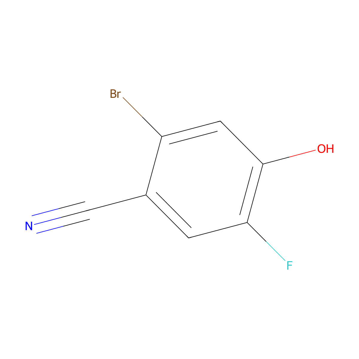 2-Bromo-5-fluoro-4-hydroxybenzonitrile molecular structure, CAS 1805589-51-8