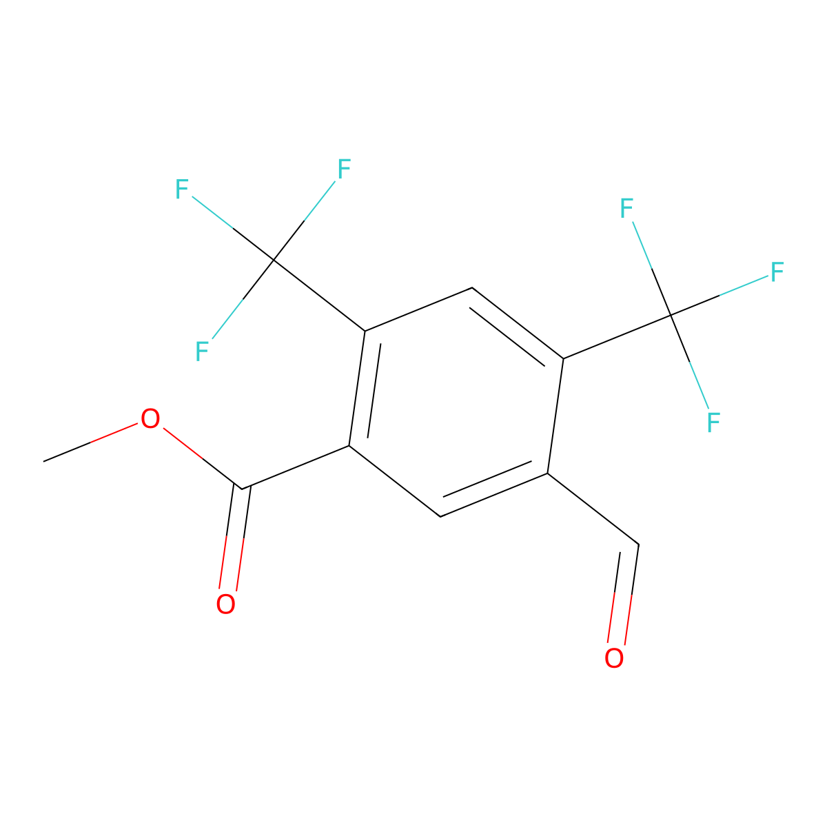 Benzoic acid, 5-formyl-2,4-bis(trifluoromethyl)-, methyl ester molecular structure, CAS 1805590-64-0