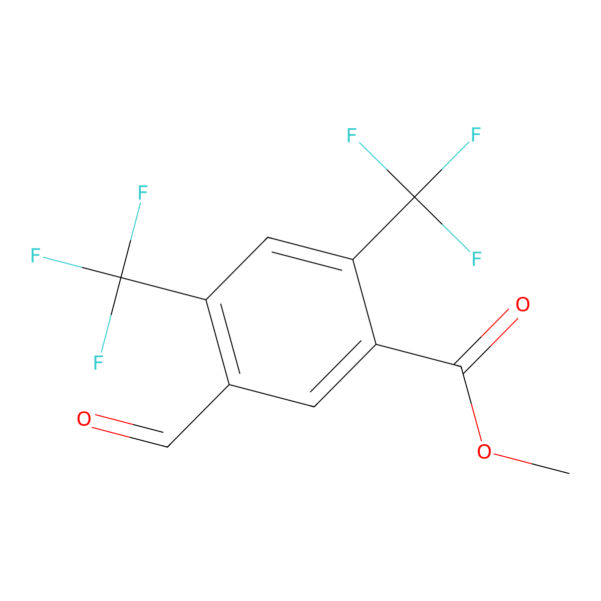 Benzoic acid, 5-formyl-2,4-bis(trifluoromethyl)-, methyl ester molecular structure, CAS 1805590-64-0