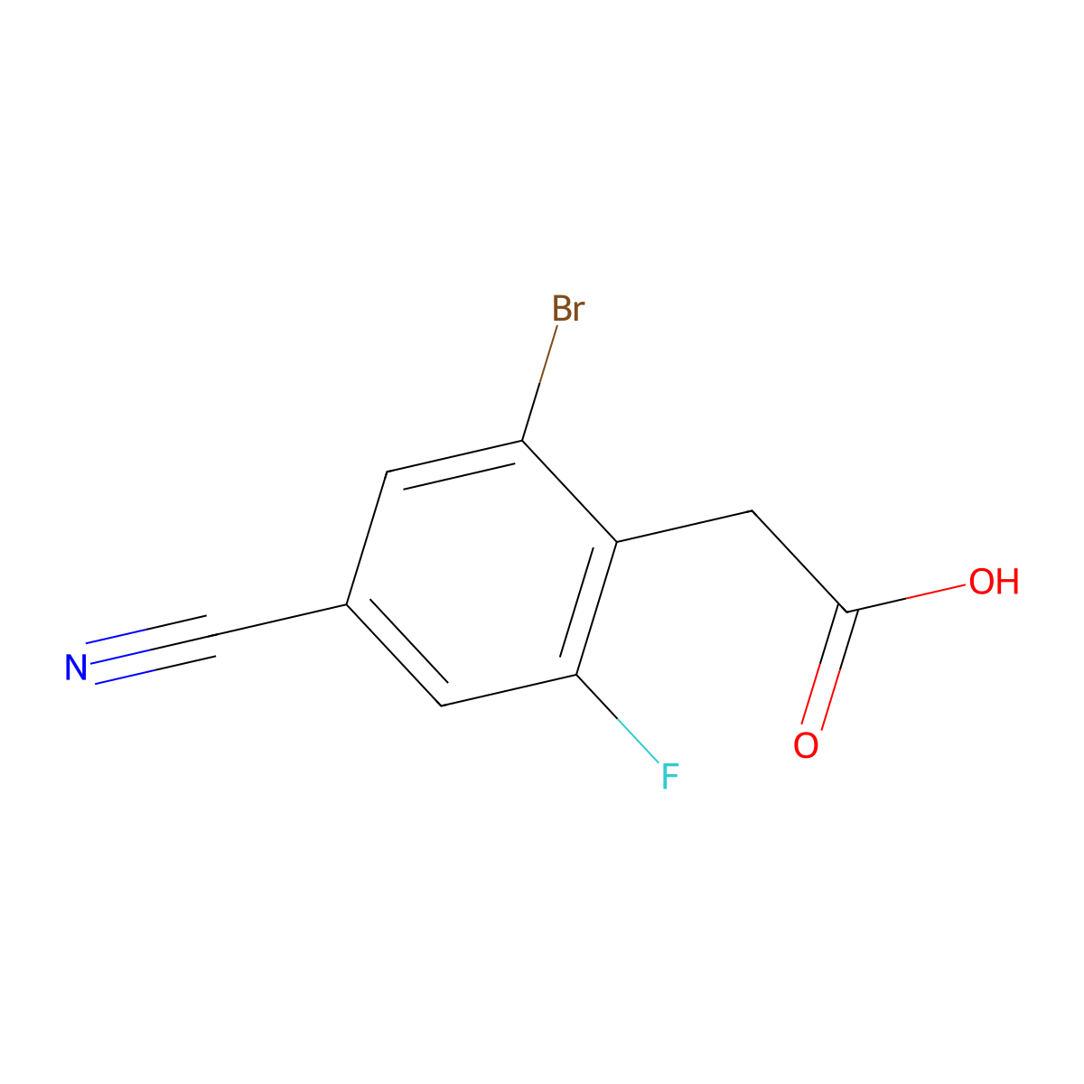 2-(2-Bromo-4-cyano-6-fluorophenyl)acetic acid molecular structure, CAS 1805591-22-3