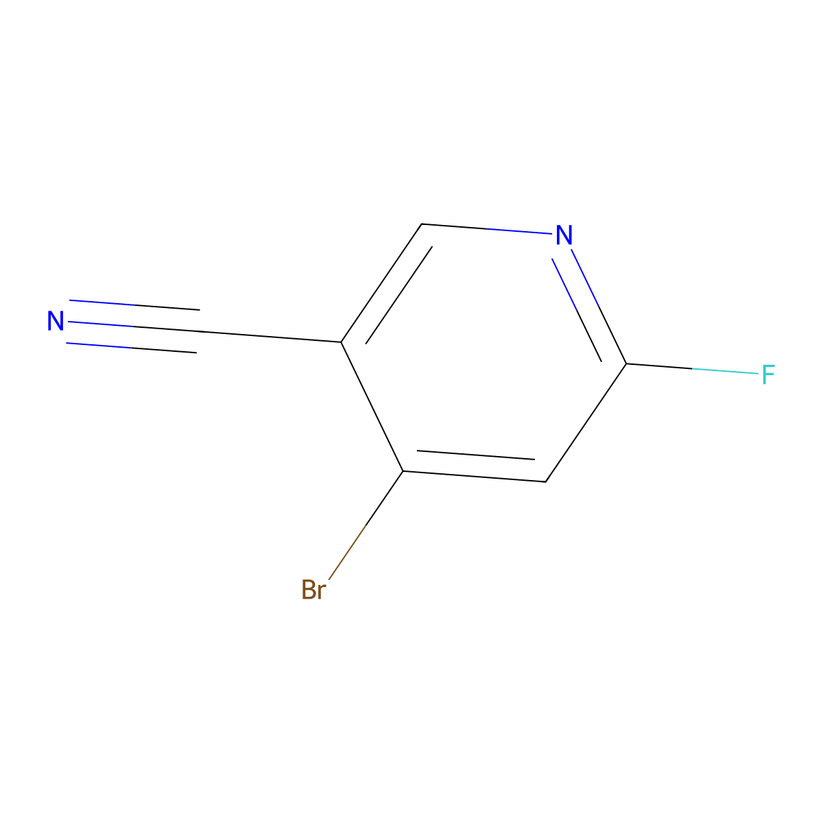4-Bromo-6-fluoropyridine-3-carbonitrile molecular structure, CAS 1805591-30-3