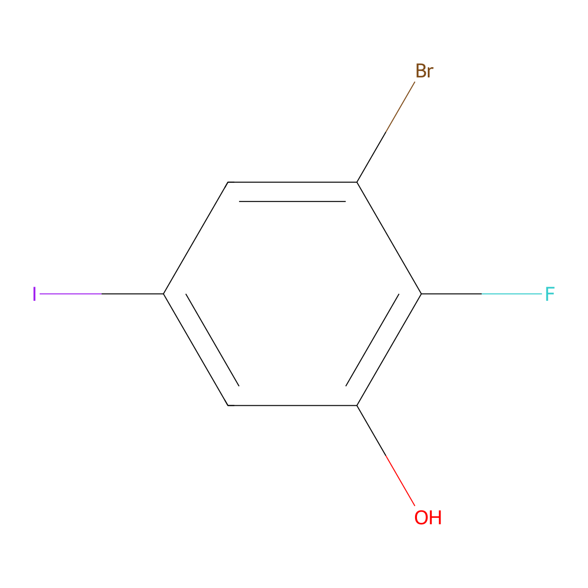 3-Bromo-2-fluoro-5-iodophenol molecular structure, CAS 1805591-58-5
