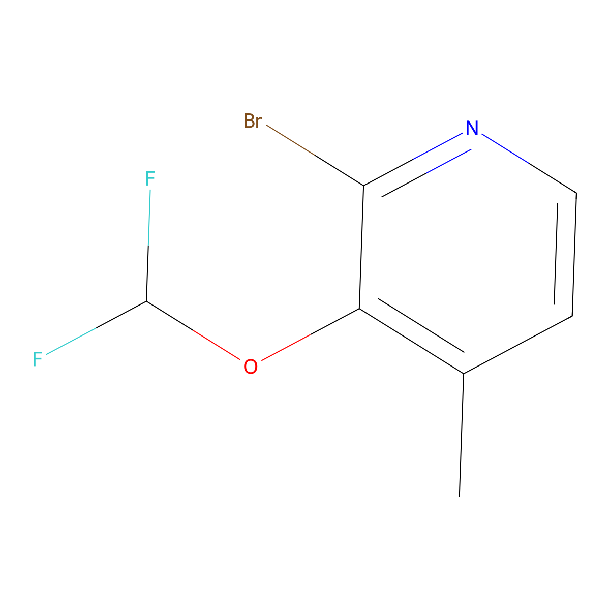 2-Bromo-3-difluoromethoxy-4-methylpyridine molecular structure, CAS 1805591-90-5