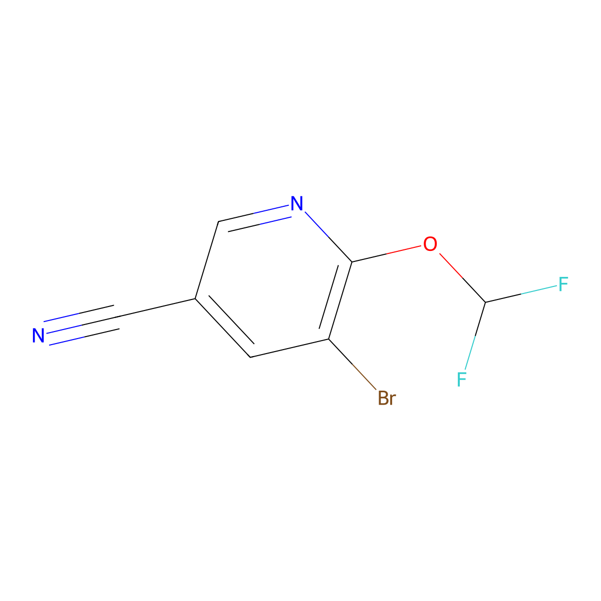 5-Bromo-6-(difluoromethoxy)nicotinonitrile molecular structure, CAS 1805591-98-3