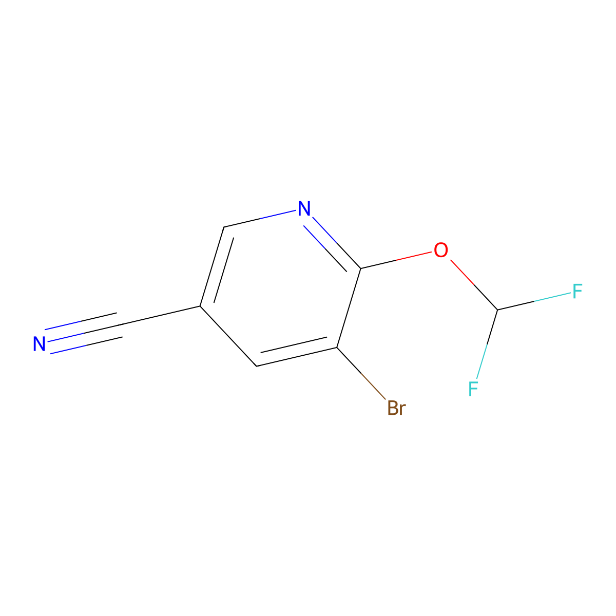 5-Bromo-6-(difluoromethoxy)nicotinonitrile molecular structure, CAS 1805591-98-3