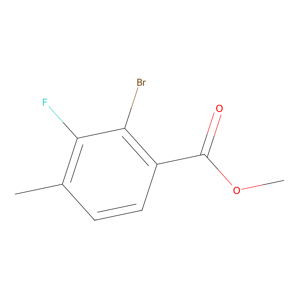 Methyl 2-bromo-3-fluoro-4-methylbenzoate molecular structure, CAS 1805592-71-5
