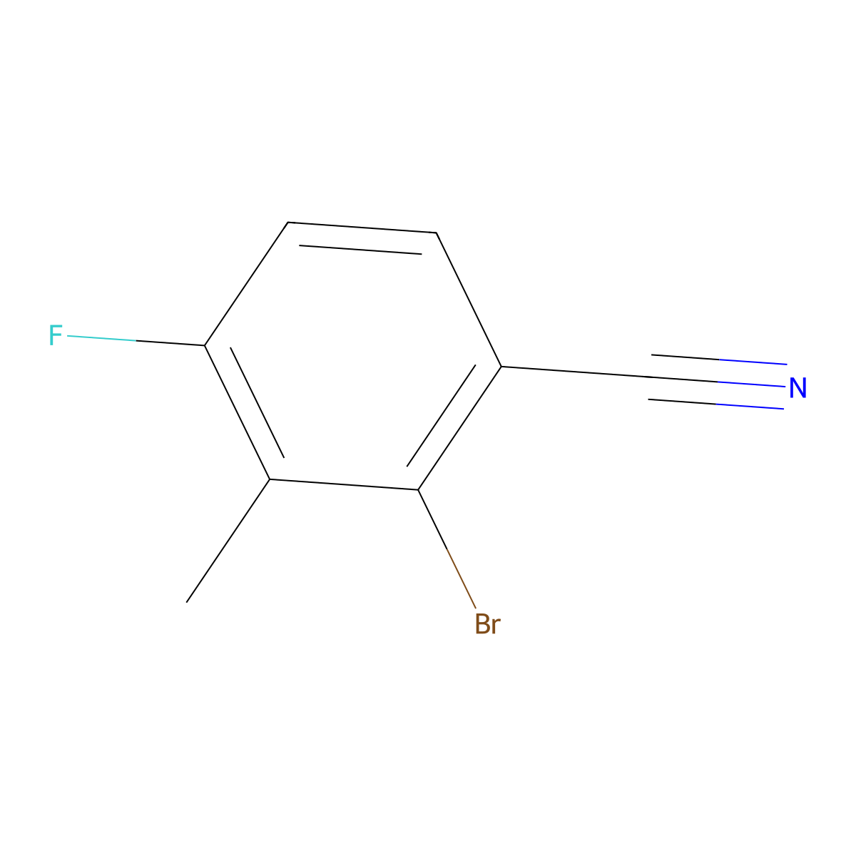 2-Bromo-4-fluoro-3-methylbenzonitrile molecular structure, CAS 1805592-75-9