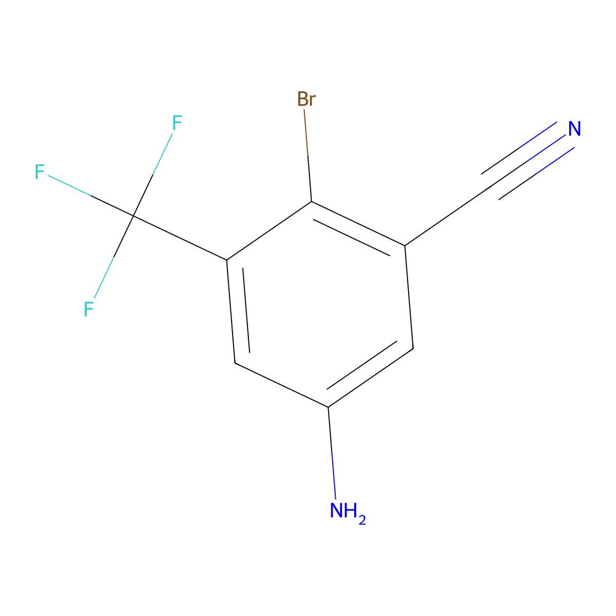 5-Amino-2-bromo-3-(trifluoromethyl)benzonitrile molecular structure, CAS 1805594-45-9