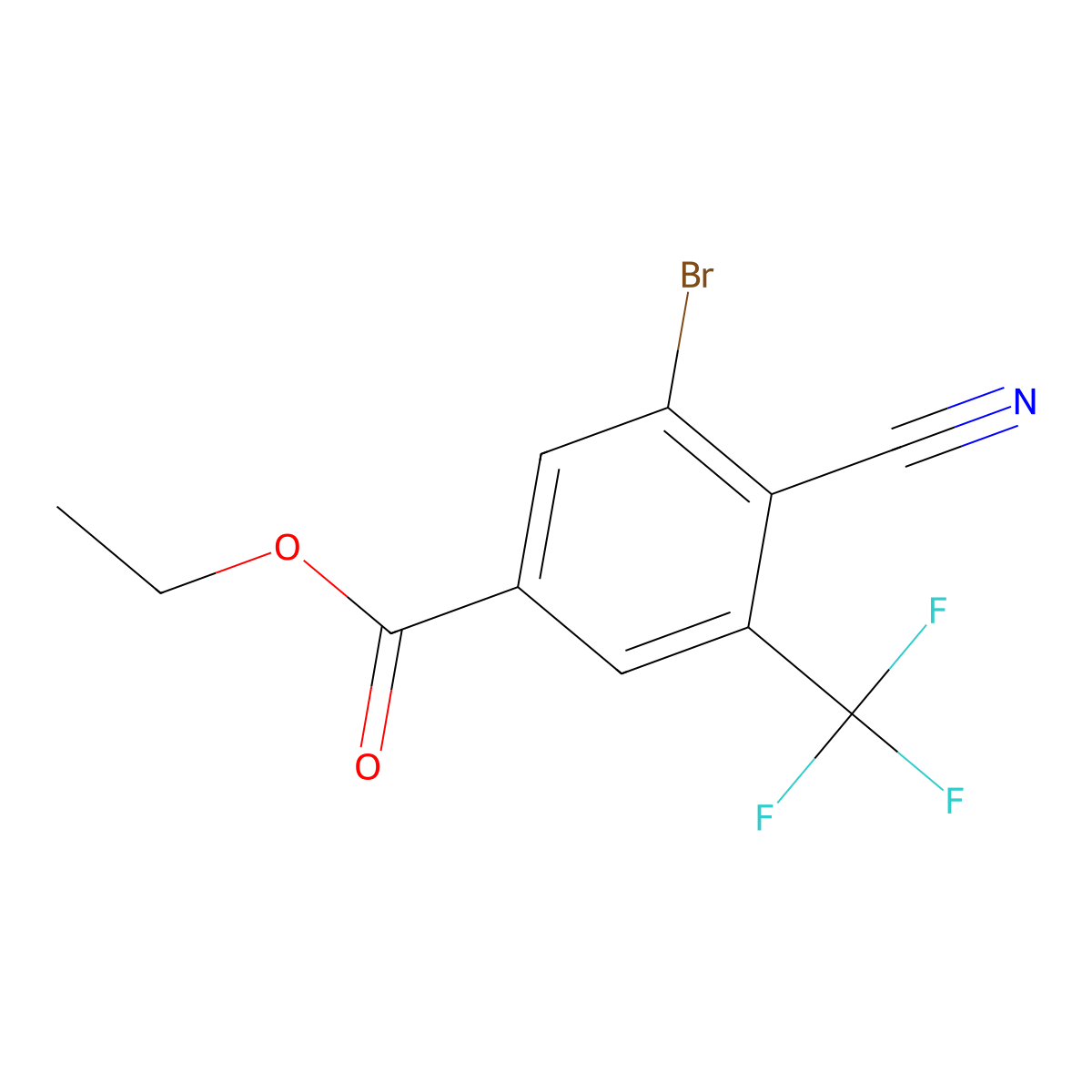 Ethyl 3-bromo-4-cyano-5-(trifluoromethyl)benzoate molecular structure, CAS 1805594-59-5